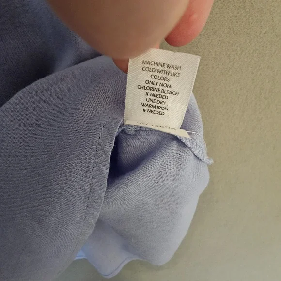 J Jill Linen Blend Cutwork Tunic Top Women M Missy Blue Raglan Coastal Boho Poet - Picture 6 of 9